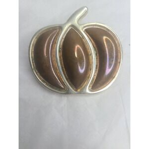 Vintage Silver and Copper Tone Pumpkin Brooch Pin